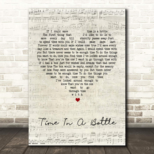 The Card Zoo Time in A Bottle Script Heart Song Lyric Quote Wall Art Gift Print