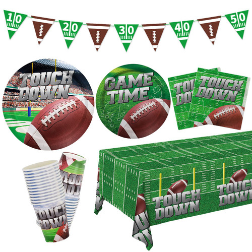Football Party Supplies Kit Serve 25, Includes Disposable Dinner Plates, Dessert Plates, Napkins, Cups,and Football Tablecloth, Perfect for Football Birthday Party Tailgate Party Decorations Football Party Supplies Kit Serve 25, Includes Disposable Dinner Plates, Dessert Plates, Napkins, Cups,and Football Tablecloth, Perfect for Football Birthday Party Tailgate Party Decorations