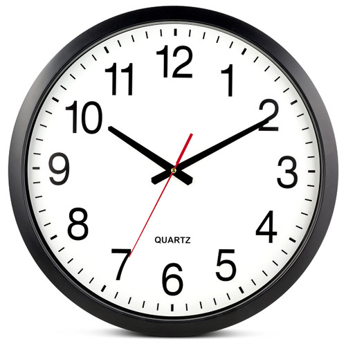 Bernhard Products Black Wall Clock Silent Non Ticking - XL 18 Inch Quality Quartz Battery Operated Round Easy to Read Home/Office/Classroom/School Clock Bernhard Products Black Wall Clock Silent Non Ticking - XL 18 Inch Quality Quartz Battery Operated Round Easy to Read Home/Office/Classroom/School Clock