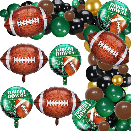 Football Party Balloon Garland Kit, 104 Pcs Black Gold Green Brown Balloons Arch Football Shaped Foil Balloons for Football Theme Party Super Sunday Touchdown Party Decoration Football Party Balloon Garland Kit, 104 Pcs Black Gold Green Brown Balloons Arch Football Shaped Foil Balloons for Football Theme Party Super Sunday Touchdown Party Decoration