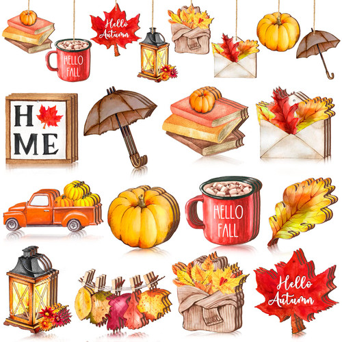 36 Pcs Fall Wood Ornaments for Tree Thanksgiving Decorations Hello Fall Hanging Ornament Autumn Maple Leaf Ornament Pumpkin Truck Gnome Wood Cutout Fall Decor for Home Christmas Holiday Party (Leaves)