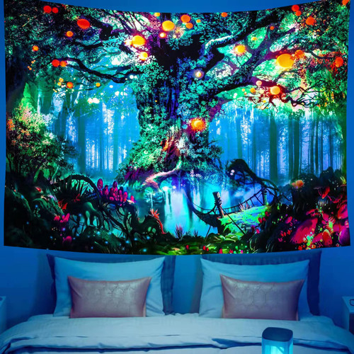 Blacklight Tapestry UV Reactive Tree of Life Tapestry Wall Hanging, Fantasy Forest Tapestries with Fairy Tales Tapestry Posters Mushroom Tapestry for bedroom Glow in The Dark (51.2 in x 59.1 in) Blacklight Tapestry UV Reactive Tree of Life Tapestry Wall Hanging, Fantasy Forest Tapestries with Fairy Tales Tapestry Posters Mushroom Tapestry for bedroom Glow in The Dark (51.2 in x 59.1 in)