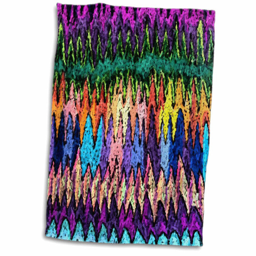 3dRose Image of Rows of Fuchsia Green and Blue African Painting - Towels (twl-356390-1)