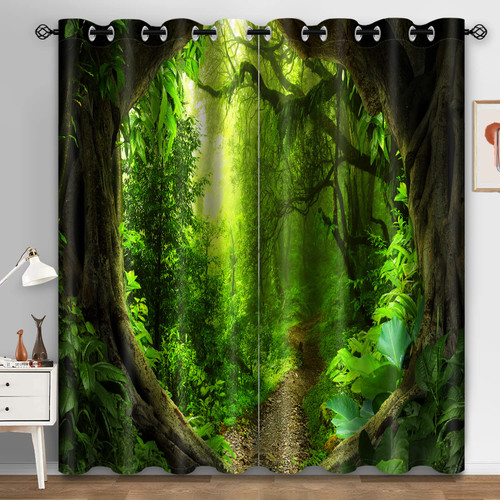 Aimego Forest Blackout Curtains Mystic Green Forest Nature Scenery Decor for Bedroom Living Room Window Drapes Grommet Top Room Darkening Curtains 2 Panel Set, 52"X63" Aimego Forest Blackout Curtains Mystic Green Forest Nature Scenery Decor for Bedroom Living Room Window Drapes Grommet Top Room Darkening Curtains 2 Panel Set, 52"X63"