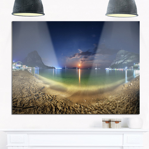 Designart Metal Wall Art-Seashore Photography Art-20x12, 20x12, Blue