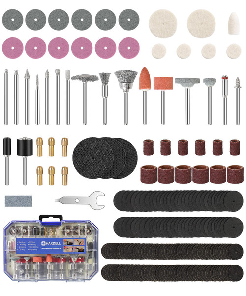 HARDELL Rotary Tool Accessories, 230pcs Power Rotary Tool Accessories Kit, 1/8"(3.2mm) Diameter Shanks, Universal Fitment for Easy Cutting, Polishing, Sanding, Carving, Grinding, Engraving