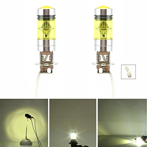2x H3 LED Fog Light Bulb 100W High Power 2323 SMD Gold Yellow LED Bulbs Projector Fog Driving DRL Light Lamps