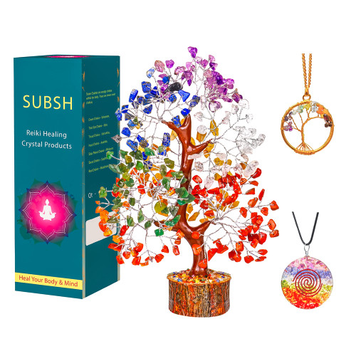 SUBSH Seven Chakra Natural Stone Money Tree | Tree of Life | Energy Healing Stones | Feng Shui Bonsai | Reiki Crystal Healing | Good Luck | Chakra Tree | Spiritual | Crystal Gifts | Office Home Decor SUBSH Seven Chakra Natural Stone Money Tree | Tree of Life | Energy Healing Stones | Feng Shui Bonsai | Reiki Crystal Healing | Good Luck | Chakra Tree | Spiritual | Crystal Gifts | Office Home Decor