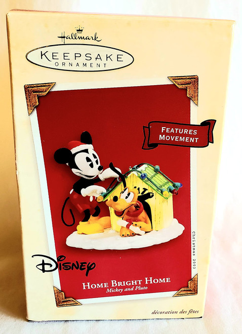 QXD2509 Home Bright Home Mickey and Pluto 2003 Hallmark Keepsake Ornament