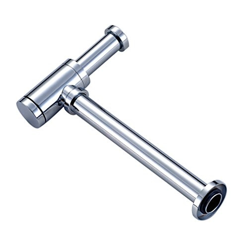 ROVATE Round Bottle Trap, Zinc Alloy Basin Sink Waste Drain P-TRAP Kit, Polished Chrome