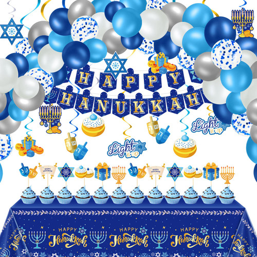 137 Pcs Happy Hanukkah Party Decorations Happy Hanukkah Silver Blue Glitter Banner Chanukah Hanging Swirls Hanukkah Cupcake Toppers Hanukkah Plastic Tablecloth Hanukkah Blue and White Balloons 137 Pcs Happy Hanukkah Party Decorations Happy Hanukkah Silver Blue Glitter Banner Chanukah Hanging Swirls Hanukkah Cupcake Toppers Hanukkah Plastic Tablecloth Hanukkah Blue and White Balloons