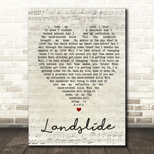 Landslide Script Heart Quote Song Lyric Wall Art Gift Print