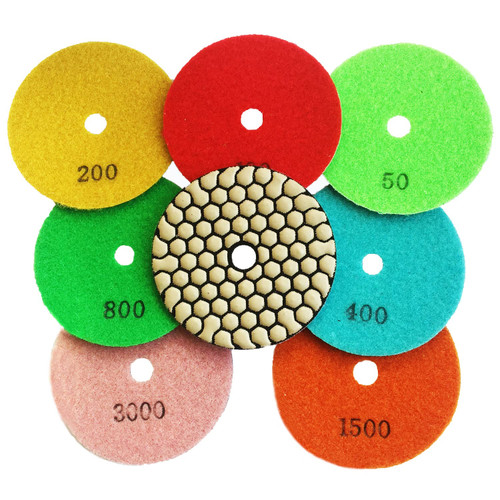 8Pcs 4 Inch Dry Diamond Polishing Pads for Granite Marble Stone Concrete Travertine Marble Glass Granite Stone Polishing (Mixed Grit 50 to 3000)) 8Pcs 4 Inch Dry Diamond Polishing Pads for Granite Marble Stone Concrete Travertine Marble Glass Granite Stone Polishing (Mixed Grit 50 to 3000))