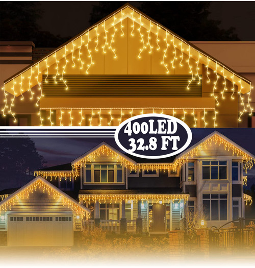 BLOFUN Outdoor Christmas Decorations Lights Indoor Outdoor Yard Icicle Lights,32.8ft 400 LED Icicle Christmas Lights Outdoor Decorations,8 Modes Curtain String Lights for Wedding Party Holiday BLOFUN Outdoor Christmas Decorations Lights Indoor Outdoor Yard Icicle Lights,32.8ft 400 LED Icicle Christmas Lights Outdoor Decorations,8 Modes Curtain String Lights for Wedding Party Holiday