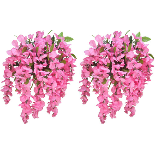 Admired By Nature Artificial Wisteria Long Hanging Bush Flowers - 15 Stems for Home, Wedding, Restaurant and Office Decoration Arrangement, Pink, Set of 2 (GPB392-PINK-2)