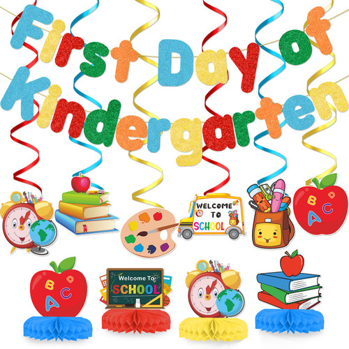 First Day of Kindergarten Banner for 1st Day of Kindergarten Decorations Welcome to Kindergarten Decoratoins Back to School Decorations for Classroom Back to School Supplies Kindergarten