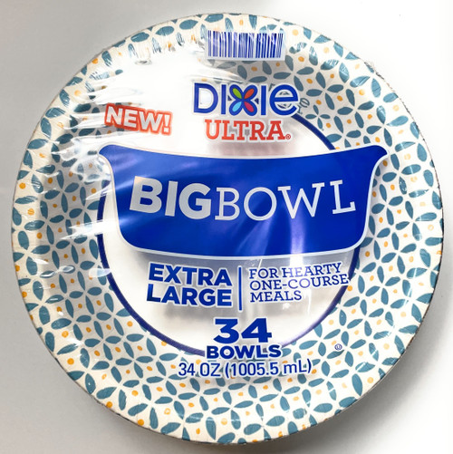 Geogia Pacific Dixie Ultra Big Bowl, 34 oz Printed Disposable Paper Bowl, 34 Count