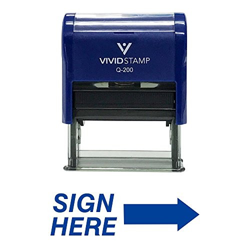 Sign HERE Self Inking Rubber Stamp (Blue Ink) - Medium