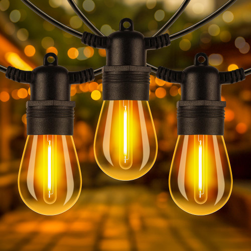 Ollny Outdoor String Lights, 25 FT Waterproof Connectable Patio Lights with 9+1 Shatterproof S14 Bulbs(1 Spare), Outside Hanging Lights for Balcony, Porch, Yard, Garden, Backyard