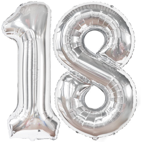 KatchOn, Silver 18 Balloon Numbers - 40 Inch, 18th Birthday Balloons | Silver 18 Number Balloons for 18th Birthday Party Decorations | Silver Number Balloon 18 for 18th Birthday Decorations for Girls