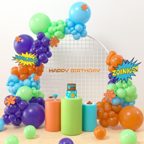 HYOWCHI Cartoon Dog Party Supplies - 145 Pcs Cartoon Dog Theme Balloon Garland Arch Kit, Blue Orange Purple Green Latex Balloon Arch For Kids Adventure Dog Birthday Party Supplies Decorations