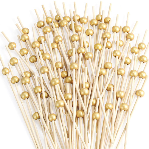 200 Pcs Cocktail Picks, 4.7 Inch Toothpicks for Appetizers, Bamboo Cocktail Sticks Skewers for Drinks, Desserts, Charcuterie, Wedding Party Fancy Toothpicks, Gold Pearl Mini Food Picks Decorative 200 Pcs Cocktail Picks, 4.7 Inch Toothpicks for Appetizers, Bamboo Cocktail Sticks Skewers for Drinks, Desserts, Charcuterie, Wedding Party Fancy Toothpicks, Gold Pearl Mini Food Picks Decorative