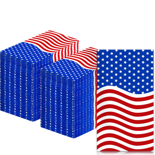 200 Pcs 4th of July Patriotic Guest Napkins 2 Ply Red White and Blue Patriotic Paper Napkins Disposable American Flag Paper Napkins for Veterans Day Election Day Independence Day Decorations