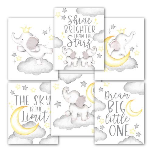 6 Reversible 8x10 Elephant Nursery Decor Wall Art Prints, Elephant Nursery Wall Decor For Bedroom Posters, Baby Elephant Baby Shower Decorations For Wall Art Prints, Stars and Moon Nursery Decor 6 Reversible 8x10 Elephant Nursery Decor Wall Art Prints, Elephant Nursery Wall Decor For Bedroom Posters, Baby Elephant Baby Shower Decorations For Wall Art Prints, Stars and Moon Nursery Decor
