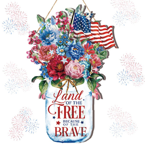Happy 4th of July Sign Star Independence Day Decor Home Land Brave Mason Jar Door Decorations Patriotic Farmhouse Wooden Hanging Sign for Front Door Home Wall Porch Indoor Outdoor Decor Happy 4th of July Sign Star Independence Day Decor Home Land Brave Mason Jar Door Decorations Patriotic Farmhouse Wooden Hanging Sign for Front Door Home Wall Porch Indoor Outdoor Decor