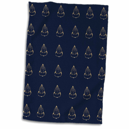 3dRose Decorative Christmas Pattern of Yellow and Navy Blue Colors - Towels (twl-356484-1)