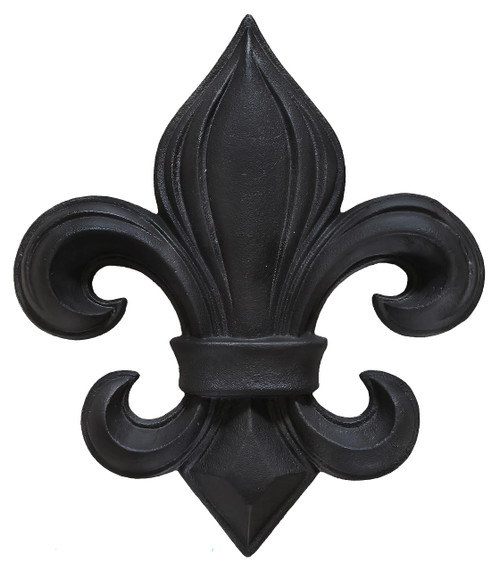 Lulu Decor, Cast Iron 14" Matt Black Fleur De Lis Decoration Plaque