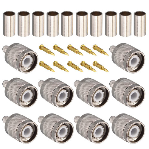 onelinkmore TNC Crimp Connectors Kit Upgraded TNC Male Plug Crimp TNC Type Solder Connector for RG58 RFC195 Cable RF Coaxial Connector Pack of 10