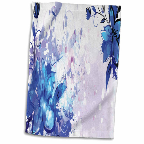 3D Rose Blue Flowers On A White and Lavender Bokeh Background Hand Towel, 15" x 22", Multicolor 3D Rose Blue Flowers On A White and Lavender Bokeh Background Hand Towel, 15" x 22", Multicolor