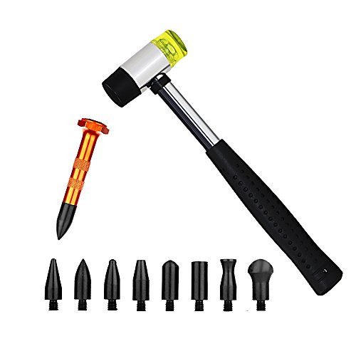 JMgist PDR Tools Dent Repair Tools Rubber Hammer 9 Heads Tap Down Tools Paintless Dent Removal Kit