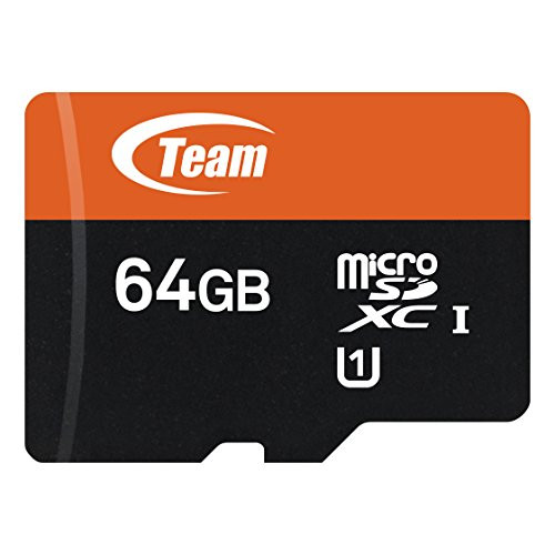 Team 64GB microSDXC UHS-I/U1 Class 10 Memory Card with Adapter, Speed Up to 80MB/s (TUSDX64GUHS03)