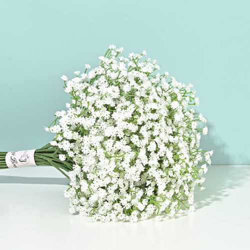 Yastouay Babys Breath Artificial Flowers, 16Pcs Fake White Babys Breath Flowers Artificial Bulk, Real Touch Faux Babies Breath Gypsophila Bouquet for Wedding Floral Arrangement Party Decor