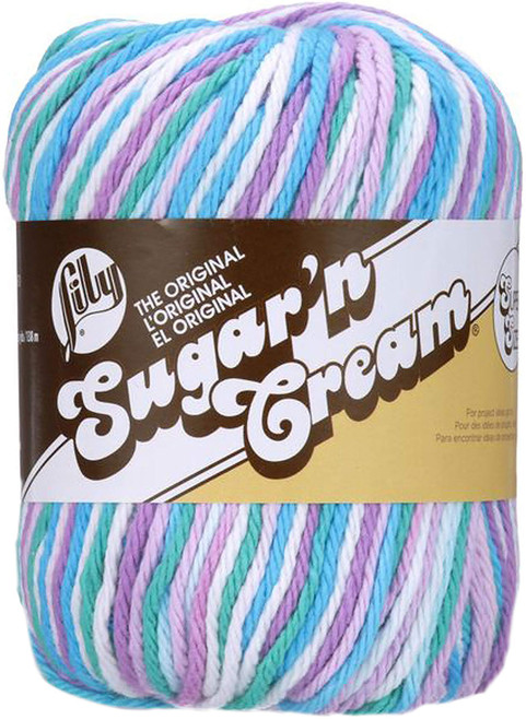 Lily Sugar'n Cream Super Size Ombres Yarn, 3 oz, Beach Ball Blue, 1 Ball