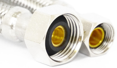 LASCO 10-0131 3/8-Inch Female Compression by 1/2-Inch Female Iron Pipe by 30-Inch Flex Stainless Steel Braided with Poly Inner Core Water Supply