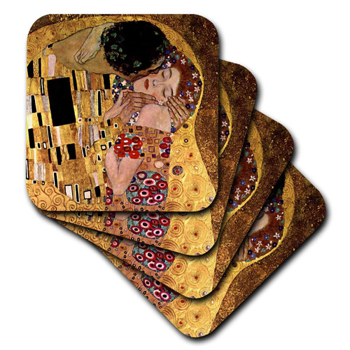 3dRose Gustav Klimt - The Kiss - Soft Coasters, set of 8 , set-of-8-Soft, Varies
