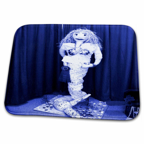 3dRose Image of Hand Made Blue Mermaid On Table Against Navy Blue... - Dish Drying Mats (ddm-351554-1)