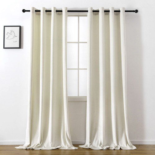 VANASEE Velvet Blackout Curtains for Living Room - 96 inches Long Light Blocking Velvet Curtain Panels, Thermal Insulated Velvet Drapes for Bedroom/Sliding Door, 2 Panels(W52 x L96 Inch, Ivory)