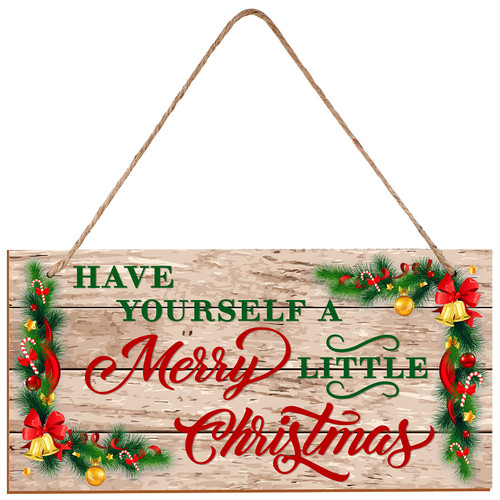 Christmas Wood Plank Hanging Sign Rustic Farmhouse Have Yourself a Merry Little Christmas Hanging Wooden Plaque Wall Sign Holiday Decor for Home Windows Door Ornament Indoor Outdoor Decorations