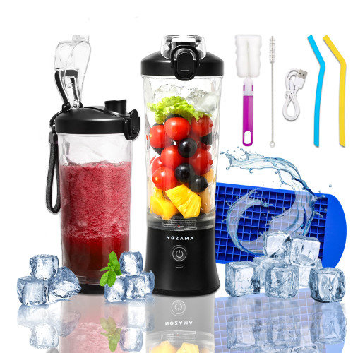 Portable Blender, Personal Size Blender for Shakes and Smoothies, 20 Oz Cup, Waterproof Mini Blender With Rechargeable USB, Juicer with 6 Blades for Home, Kitchen, Travel, Sports (Black)