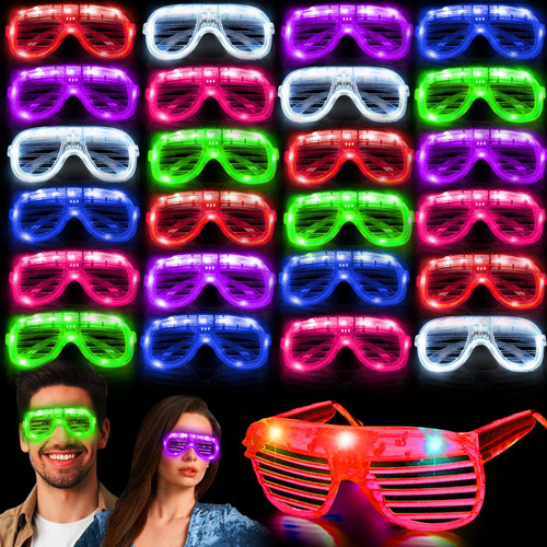 30 Pack LED Glasses Halloween Party Glasses Glow in The Dark Party Supplies Rave Neon Shutter Shades Light Up Glasses Sunglasses Party Favors for Kids/Adults Birthday Wedding Carnival Concerts Party 30 Pack LED Glasses Halloween Party Glasses Glow in The Dark Party Supplies Rave Neon Shutter Shades Light Up Glasses Sunglasses Party Favors for Kids/Adults Birthday Wedding Carnival Concerts Party