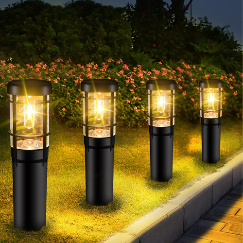 Speclux Solar Pathway Lights Outdoor 4 Pack, Solar Powered Landscape Path Lights, Upgraded IP65 Waterproof Auto On/Off Solar Garden Lighting for Path Walkway Yard Lawn Driveway Decorative