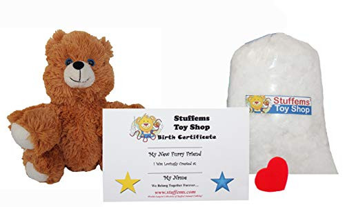Make Your Own Stuffed Animal Mini 8 Inch Fluffy Brown Bear Kit - No Sewing Required!