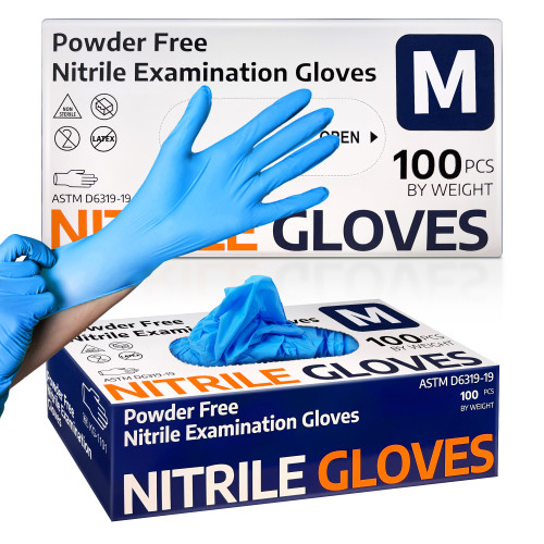 Supmedic Nitrile Exam Glove, 3.5 mil Disposable Medical Gloves Powder-Free Latex-Free, Box of 100 pcs (Blue) (Medium) Supmedic Nitrile Exam Glove, 3.5 mil Disposable Medical Gloves Powder-Free Latex-Free, Box of 100 pcs (Blue) (Medium)
