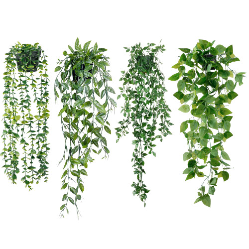 Sggvecsy Fake Hanging Plants 4 Pack Artificial Hanging Eucalyptus Plants Fake Potted Greenery Faux Eucalyptus Vine Mandala Vine Ivy Vine Leaves Pea Pod for Home Indoor Outdoor Wall Garden Decor Sggvecsy Fake Hanging Plants 4 Pack Artificial Hanging Eucalyptus Plants Fake Potted Greenery Faux Eucalyptus Vine Mandala Vine Ivy Vine Leaves Pea Pod for Home Indoor Outdoor Wall Garden Decor