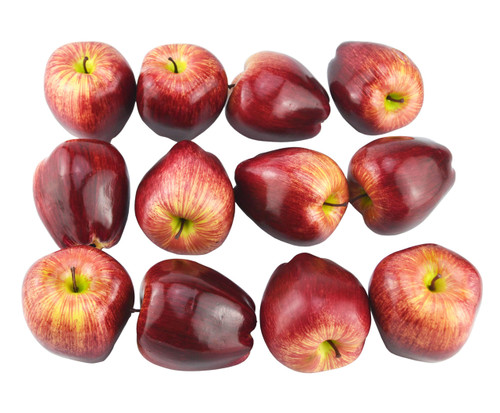 JEDFORE Artificial Lifelike Fake Dark Red Apple Simulation Red Delicious Apples Set Fake Fruit for Home House Kitchen Wedding Party Decoration Photography - Set of 12