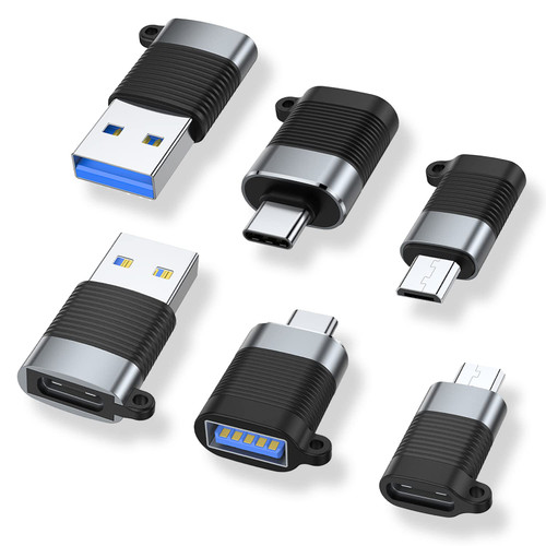 AreMe USB C Adapter (6 Pack), Micro USB Male to USB C Female, USB 3.0 Male to USB C Female, USB Type-C Male to USB 3.0 Female Converter Connector
